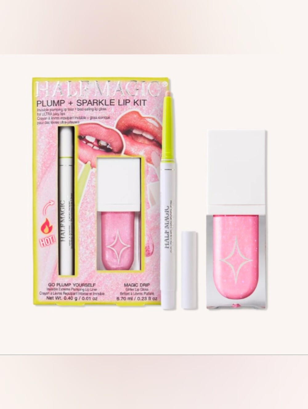 HALF MAGIC Plump + Sparkle Lip Kit- new in box